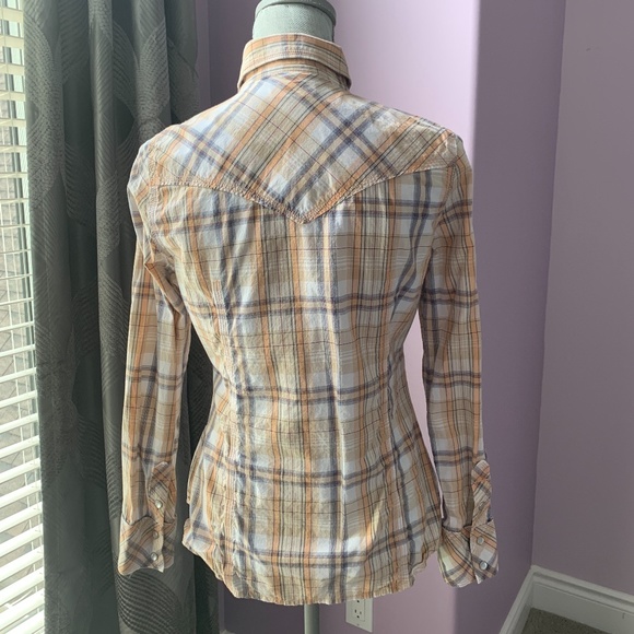 True Religion Western Plaid Snap Button Down Shirt - Picture 4 of 9